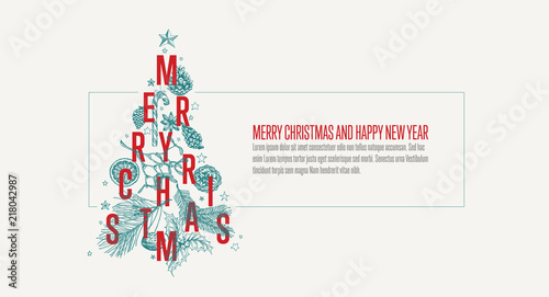 Modern vector christmas card template with tree