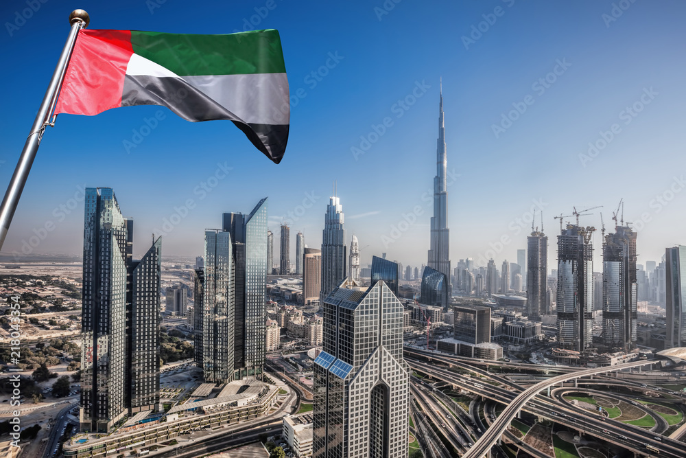 Fototapeta premium Dubai skyline with futuristic architecture, United Arab Emirates