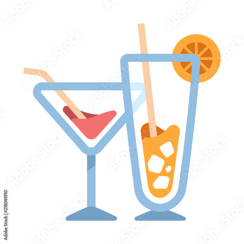 Cocktails flat illustration