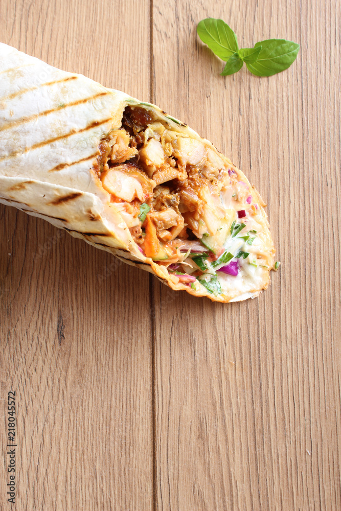 shaurma kebab on a wooden background