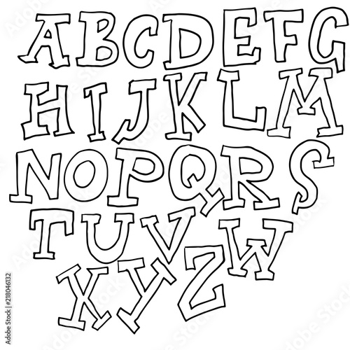 Hand drawn graffiti font. Modern lettering. Vector illustration.