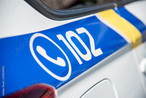 inscription 102 - police number (Security, help, law - concept)