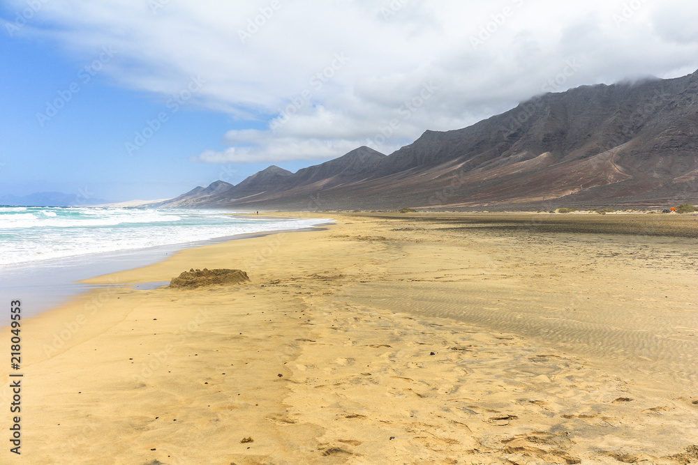 Wide and endless Cofete beach on Fuerteventura