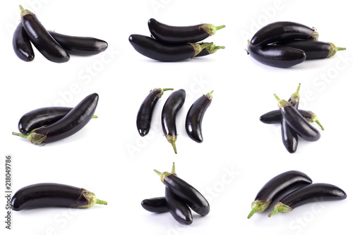 Eggplant on a white background. Aubergines are fresh and delicious. Fresh vegetables on a white background.