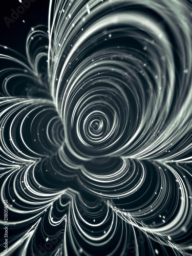Magic wavy rings with on a dark background. 3d rendering