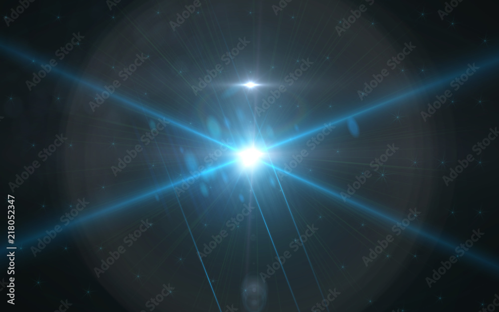 Anamorphic Blue Lens Flare Isolated On Black Background For Overlay Anamorphic Blue Lens Flare Isolated On Black Background For Overlay