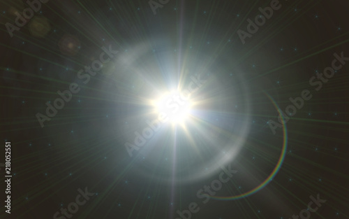 Lens flare light over black background. easy to add overlay or screen filter over photo.sunburst with Lens flare light over black background.