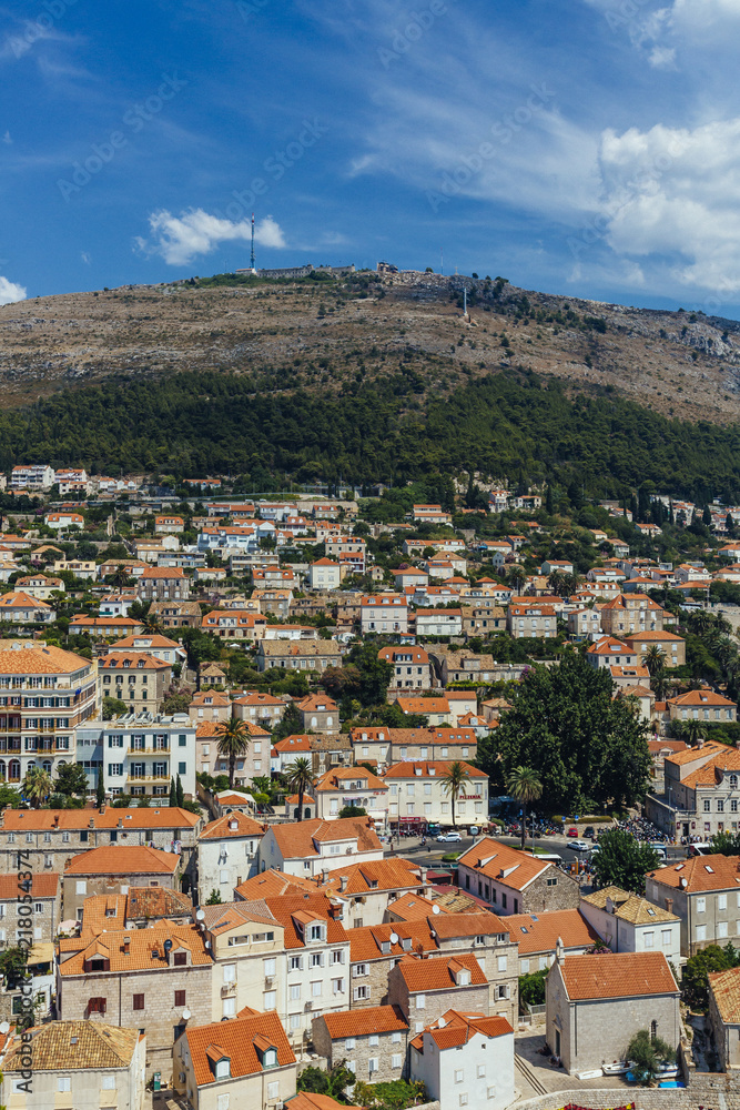 Houses of Dubrovnik, Croatia, at Foot of Mountain