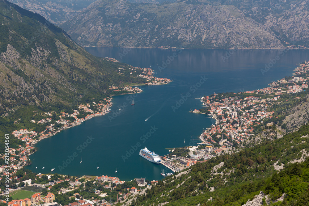 Panoramic view of Boka Bay,  Montenegro
