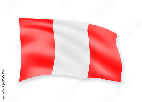 Waving Austrian Flag on white. Flag in the Wind.