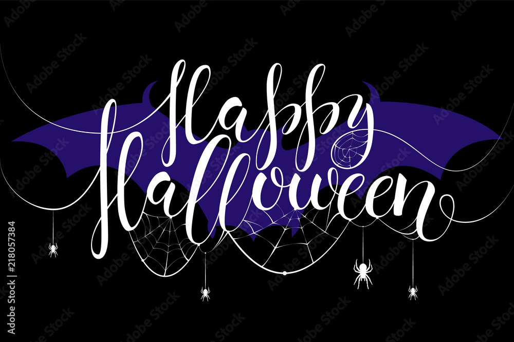 Thematic postcard to Helloween with unique lettering - obrazy, fototapety, plakaty 