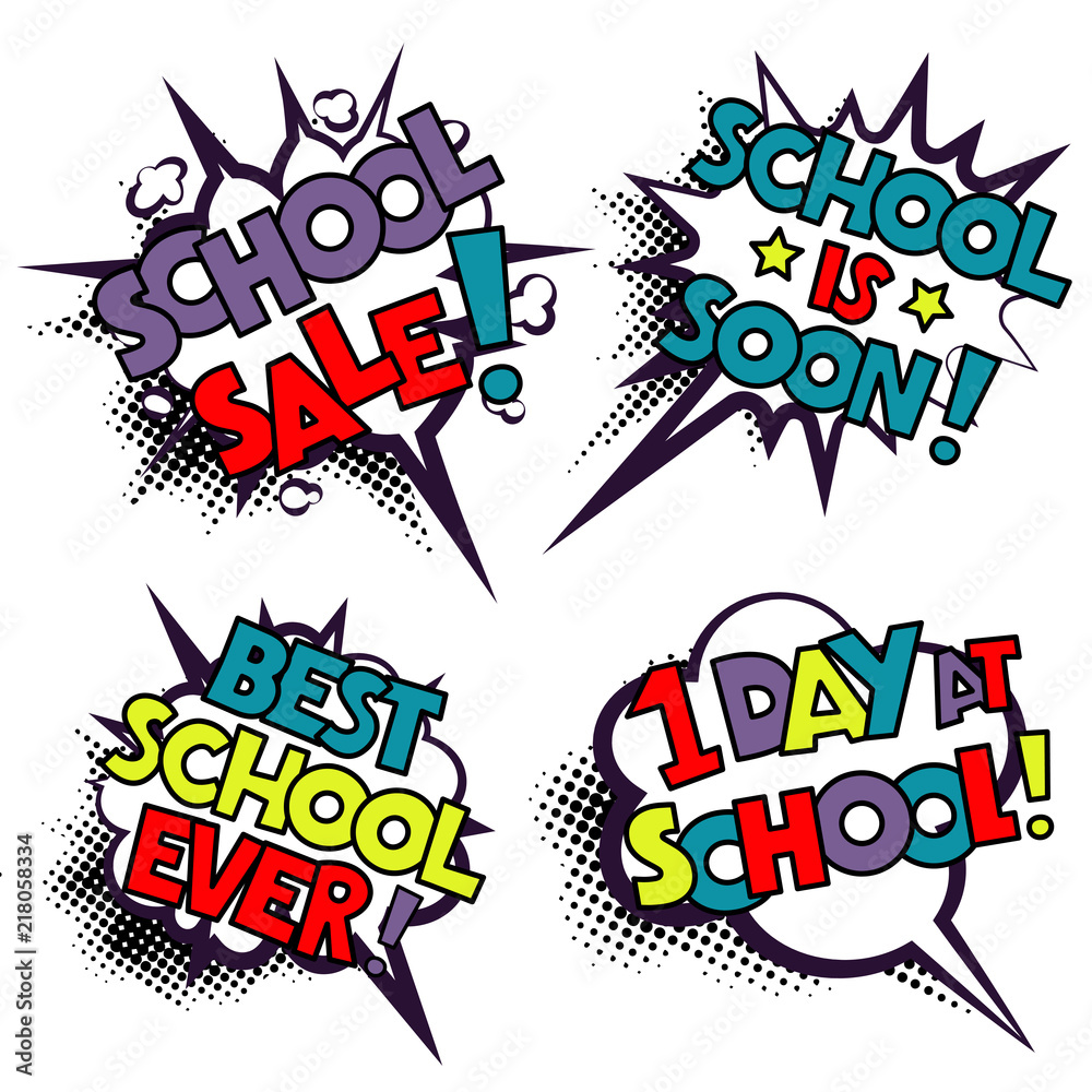 Back to School in comic speech bubbles