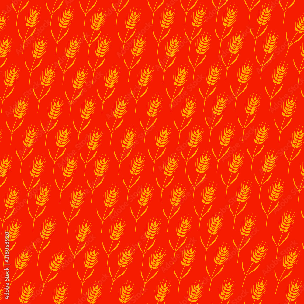 Seamless pattern with whole grain seeds organic, natural background isolated on red background flat style design vector illustration Seamless pattern with whole grain seeds organic, natural background isolated on red background flat style design vector illustration