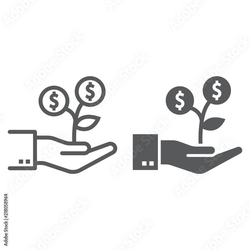 Investment growth line and glyph icon, finance and banking, investment sign, vector graphics, a linear pattern on a white background, eps 10.