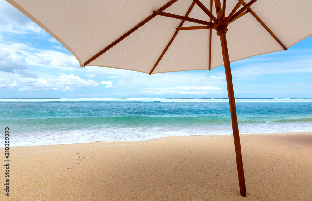Place for beach holidays with umbrellas at  Bali island,Melasti beach area,Indonesia