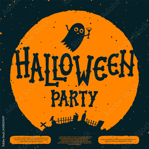 Halloween party invitation card. Halloween Party Invitation Flyer. Ghosts wit...