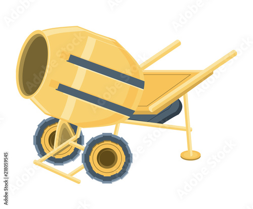 concrete mixer icon over white background, vector illustration