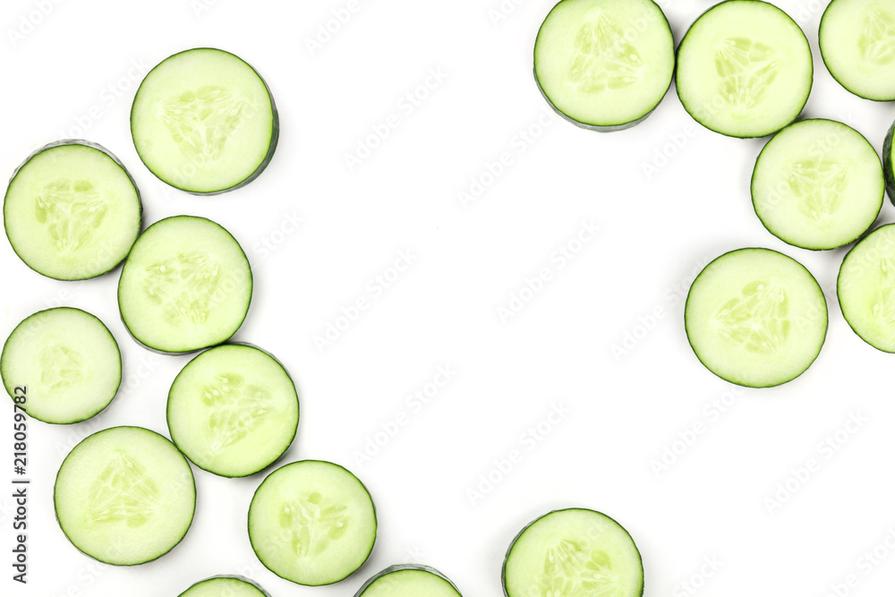 Cucumber slices background with copyspace Cucumber slices background with copyspace