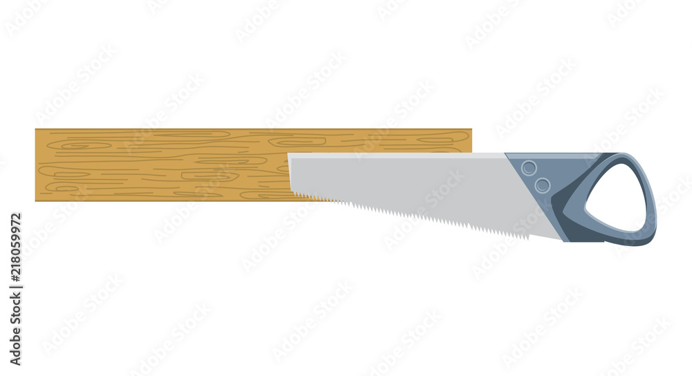 saw tool and wood board over white background, vector illustration saw tool and wood board over white background, vector illustration