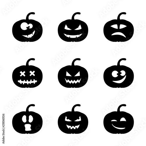 Silhouette halloween pumpkin set.