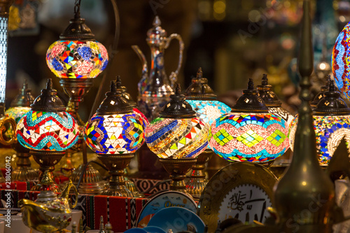 Arabian lamps at  Mutrah Souq, in Muscat, Oman photo