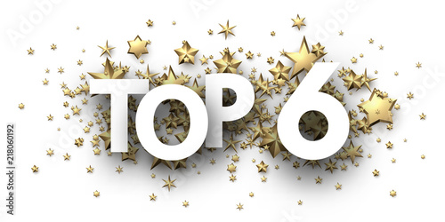 Top 6 sign with gold stars. Rating header.