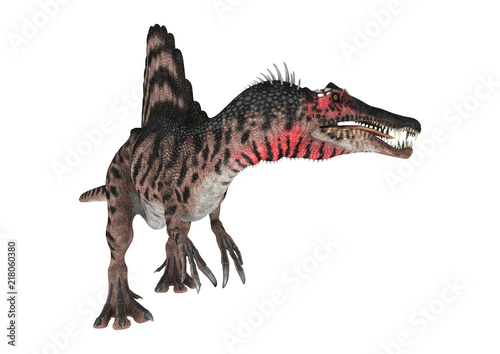 3D Rendering Dinosaur Spinosaurus on White