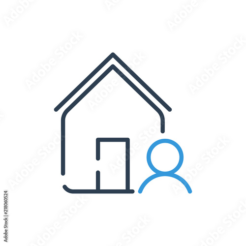 Line Art vector icon. Person at Home