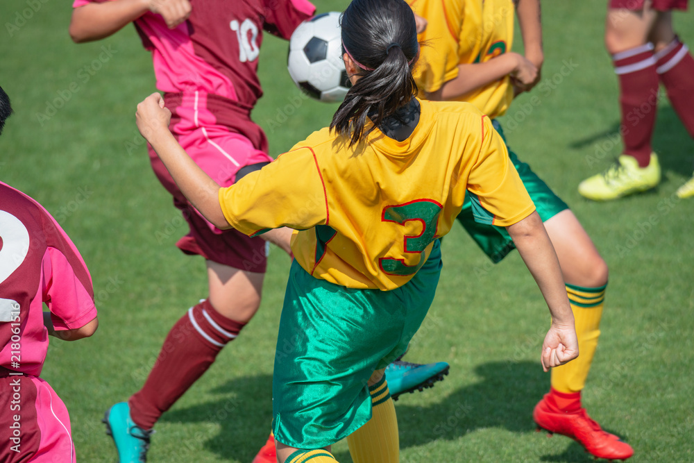 Naklejka premium 女子サッカー試合風景