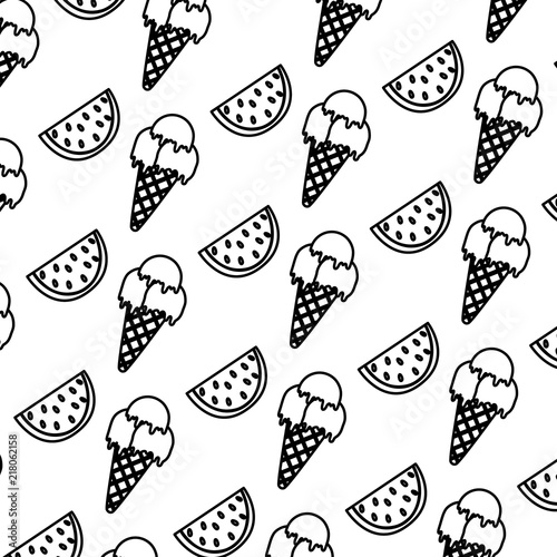 line ice cream and watermelon fruit background