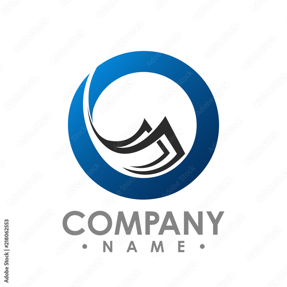 Abstract circle and flying stack papers vector logo design