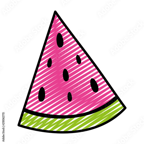 doodle delicious slice watermelon fruit vitamin