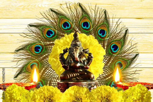  indian hindu god ganesha religious concept for ganesh puja  diwali new year or pongal greeting