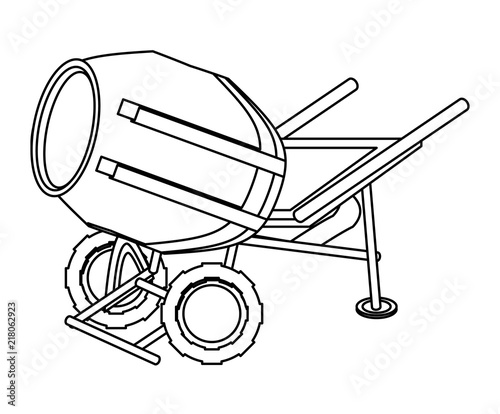 concrete mixer icon over white background, vector illustration