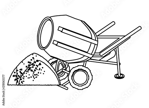 concrete mixer icon over white background, vector illustration