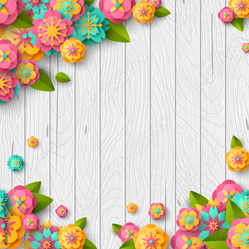 Fototapeta Naklejka Na Ścianę i Meble -  Spring flowers on wooden background