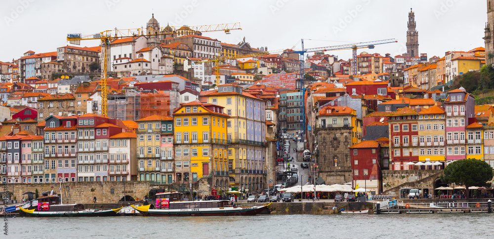 Panoramic view of Ribeira, Porto, in Portugal