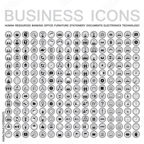 Set of 224 web icons for business  finance  office  communication  human resources