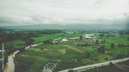 Terrace rice field aerial view in Nan,Thailand