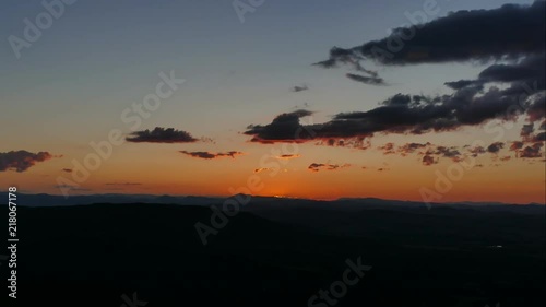 Time lapse sunset over the Vitosha mountain near Sofia, Bulgaria. View from the Kopitoto Hill. photo