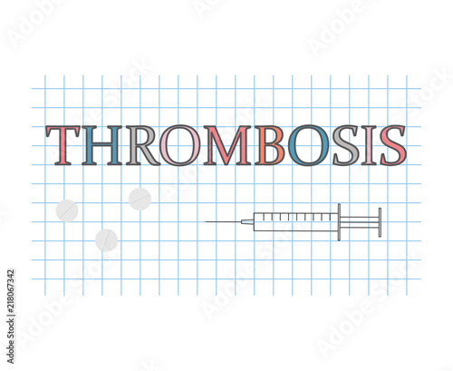 Thrombosis word on checkered paper sheet- vector illustration