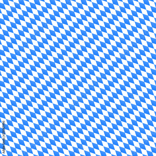 Oktoberfest vector seamless pattern with diagonal diamond shapes. Blue and white background for bavarian festival banner.