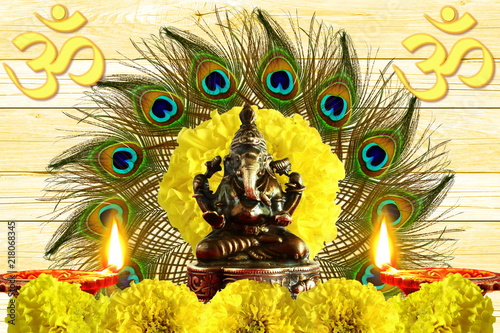  indian hindu god ganesha religious concept for ganesh puja  diwali new year or pongal greeting