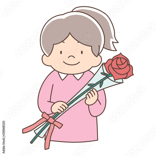 花_上半身_幼児5歳女の子