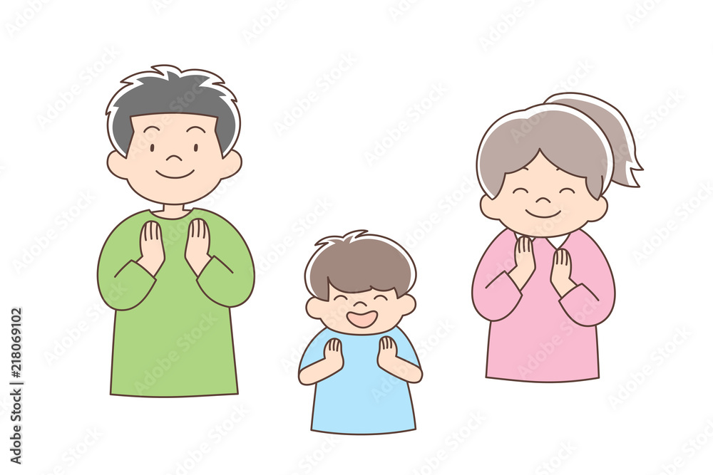 拍手_上半身_子ども3人 拍手_上半身_子ども3人