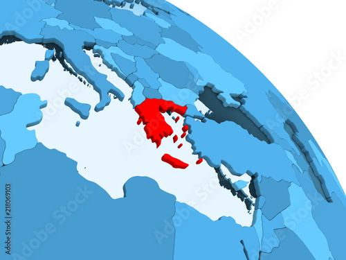 Greece on blue globe