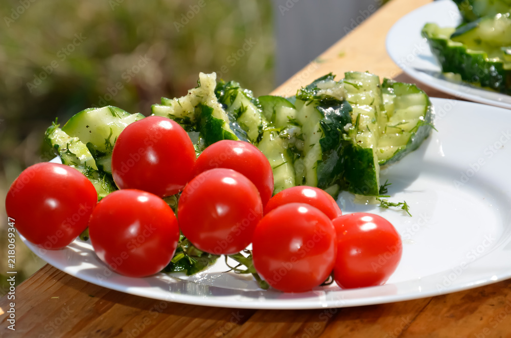 fresh vegetables cucumber tomatoes pepper and salad leaves fresh vegetables cucumber tomatoes pepper and salad leaves