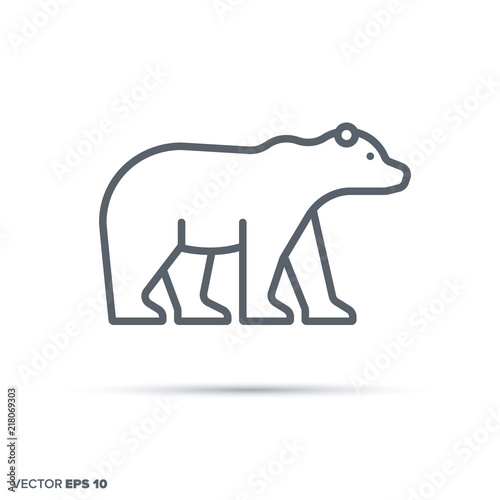 Polar bear vector line icon.