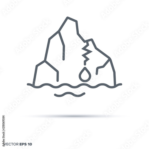 Melting iceberg vector line icon.
