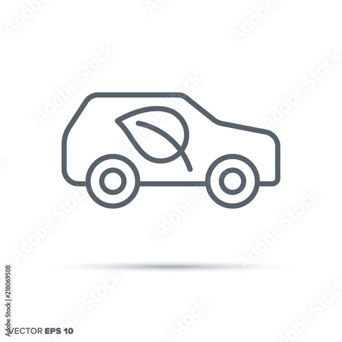Environment friendly car. Green transportation vector line icon.